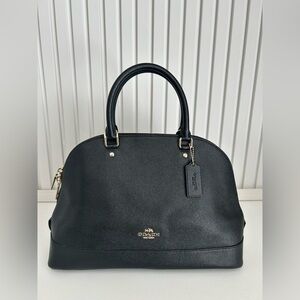 Coach Sierra Medium Dome Satchel Black Crossgrain Leather